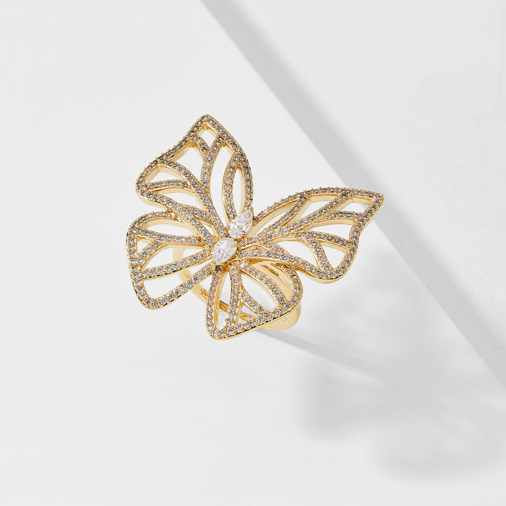 Flauntable Flutter Gold Paparazzi Gold Butterfly Ring Paparazzi