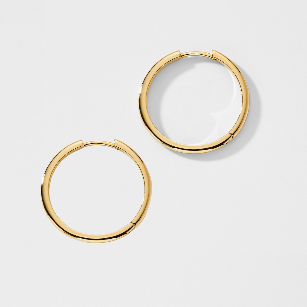 14KT GOLD 20MM SLIM HUGGIE HOOP EARRINGS NADRI