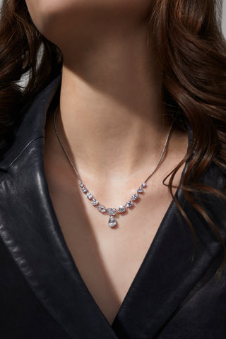 CORA PEAR DROP MIXED CZ FRONTAL NECKLACE