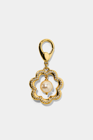 CLEOPAWTRA PEARL FLOWER CHARM IN GOLD TONE