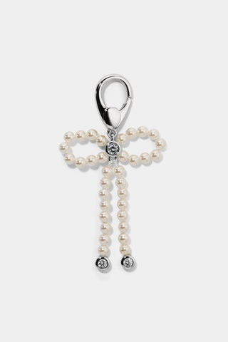 CLEOPAWTRA PEARL BOW CHARM IN SILVER TONE