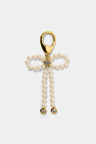 CLEOPAWTRA PEARL BOW CHARM IN GOLD TONE