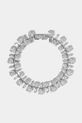 STELLAR CZ LINE BRACELET IN RHODIUM PLATING. 