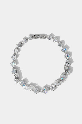 LUCIA MIXED CZ LINE BRACELET IN RHODIUM PLATING