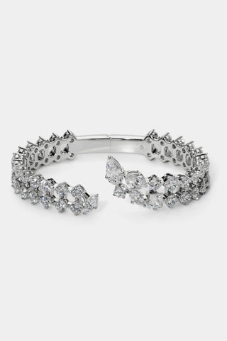 RIVIERA BOTTOM HINGE BRACELET IN RHODIUM PLATING