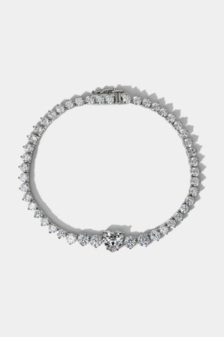 ASTRID HEART TENNIS BRACELET IN RHODIUM PLATING