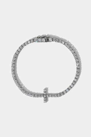 ASTRID CROSS TENNIS BRACELET IN RHODIUM PLATING