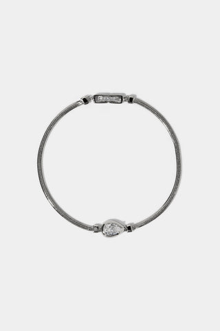 THE DELANCEY PEAR LINE BRACELET IN RHODIUM PLATING