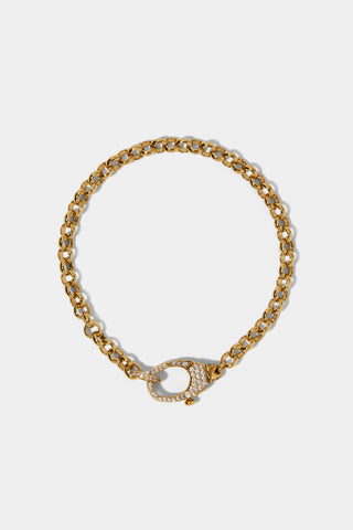 GEMINI PAVE CLASP LINE BRACELET IN GOLD PLATING