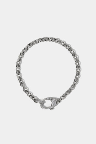 GEMINI PAVE CLASP LINE BRACELET IN RHODIUM PLATING