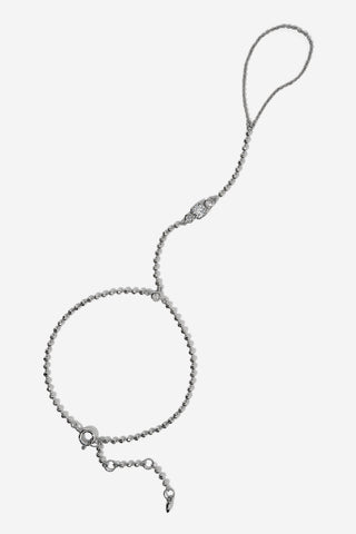 THE DELANCEY HANDCHAIN BRACELET IN RHODIUM PLATING