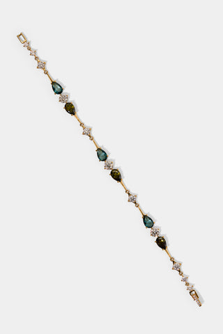 HERA MULTI LINE BRACELET WITH MULTI COLORED STONES AND GOLD PLATING