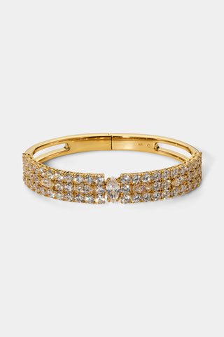 TWINNIE TRIPLE ROW HNGE BRACELET IN GOLD PLATING