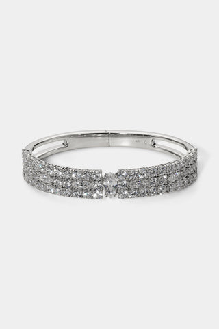 TWINNIE TRIPLE ROW HNGE BRACELET IN RHODIUM PLATING