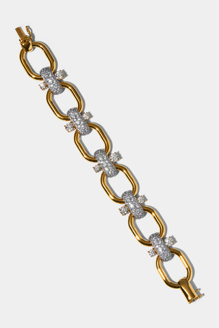 TURN UP THE VOLUME OVAL LINK LINE BRACELET IN GOLD AND RHODIUM PLATING