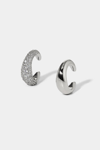 PISA EAR CUFF SET OF EARRINGS IN RHODIUM PLATING