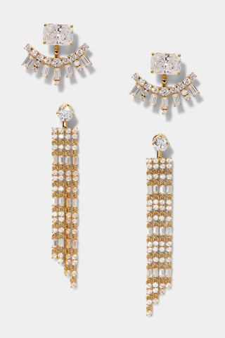 BONNE ANNÉE EMERALD MULTI MIXED SET OF EARRINGS IN GOLD PLATING