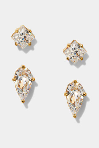LUCIA DUO STUD SET OF EARRINGS IN GOLD PLATING