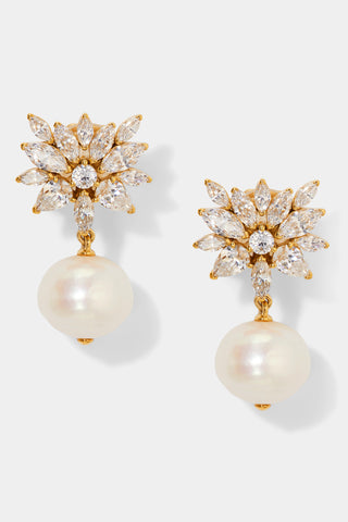 SAVANNAH PEARL CZ DROP CLIP EARRINGS