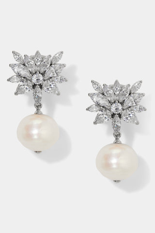 SAVANNAH PEARL CZ DROP CLIP EARRINGS