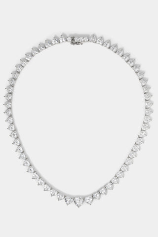 REAL LOVE CZ COLLAR NECKLACE IN RHODIUM PLATING.