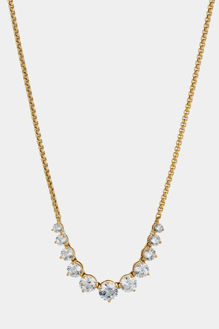 PERFECT TENNIS GRADUATED CZ FRONTAL NECKLACE IN GOLD PLATING