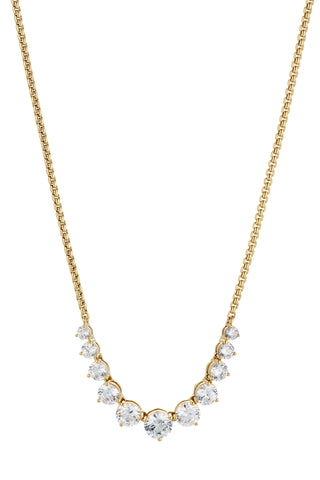 PERFECT TENNIS GRADUATED CZ FRONTAL NECKLACE IN GOLD PLATING