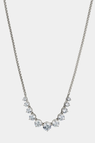 PERFECT TENNIS GRADUATED CZ FRONTAL NECKLACE IN RHODIUM PLATING