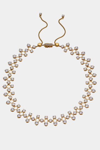 HALLE CZ STATEMENT ADJUSTABLE COLLAR NECKLACE IN GOLD PLATING.