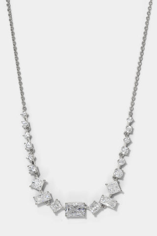 RARE JEWELS FRONTAL NECKLACE IN RHODIUM PLATING.