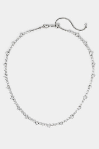 CASSI CZ TENNIS COLLAR NECKLACE IN RHODIUM PLATING.