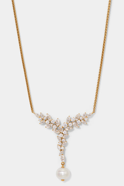 SAVANNAH PEARL AND CZ CLUSTER Y NECKLACE – NADRI