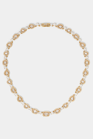 RADIANT FULL COLLAR CZ NECKLACE IN GOLD PLATING.