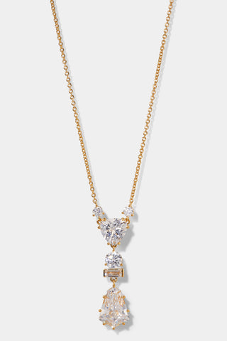 LUXOR KITE CZ DROP NECKLACE IN GOLD PLATING.