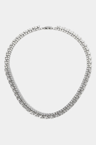 LUXOR CZ COLLAR NECKLACE IN RHODIUM PLATING.