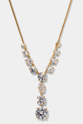 STELLAR CZ Y NECKLACE IN GOLD PLATING