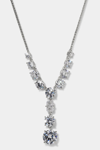 STELLAR CZ Y NECKLACE IN RHODIUM PLATING