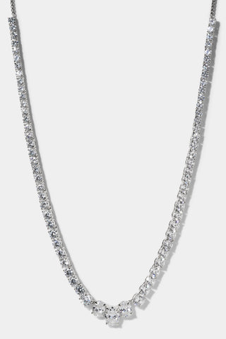 STELLAR CZ SLIDER COLLAR NECKLACE IN RHODIUM PLATING