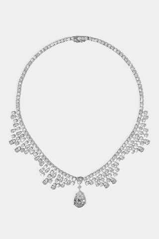 HOLLYWOOD STATEMENT NECKLACE IN RHODIUM PLATING