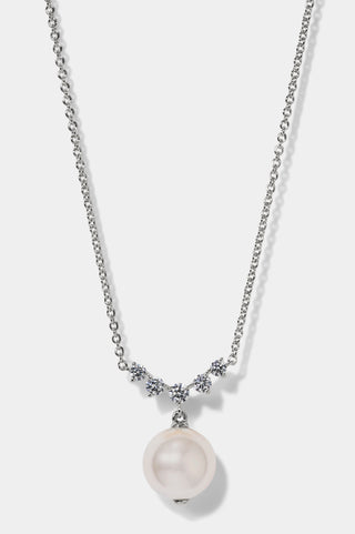 VENUS PEARL DROP NECKLACE IN RHODIUM PLATING