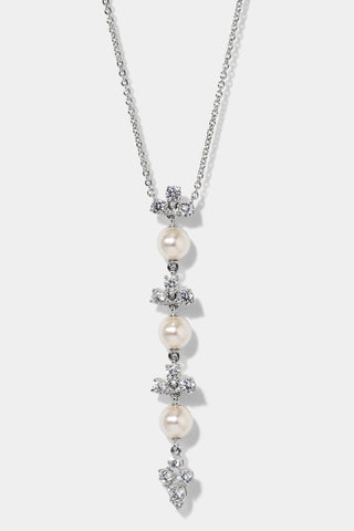 VENUS MULTI PEARL Y NECKLACE IN RHODIUM PLATING