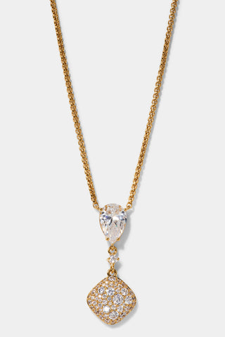 CRUSHED PAVE CUSHION DROP NECKLACE IN GOLD PLATING