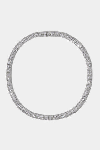 CRUSHED PAVE DOME COLLAR NECKLACE IN RHODIUM PLATING