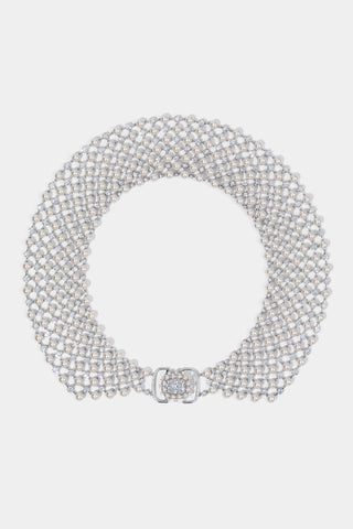 RBG PEARL XL WIDE COLLAR NECKLACE IN RHODIUM PLATING