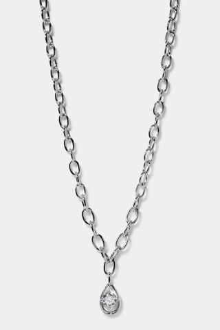 IT GIRL CHAIN DROP NECKLACE IN RHODIUM PLATING