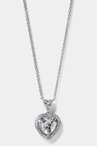 LE BISOU HALO HEART NECKLACE IN RHODIUM PLATING