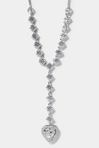 LE BISOU HALO HEART Y NECKLACE IN RHODIUM PLATING