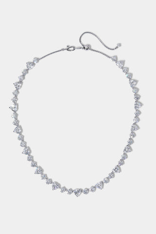 LE BISOU HEART COLLAR NECKLACE IN RHODIUM PLATING