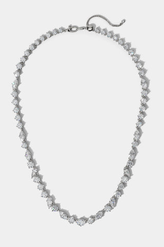 LUCIA MIXED CZ NECKLACE IN RHODIUM PLATING