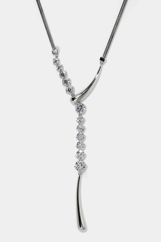 PHENOM FRONTAL Y NECKLACE IN RHODIUM PLATING